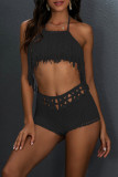 Fashion Sexy Solid Frenulum Swimwears Cover Up