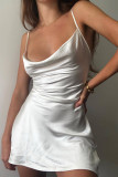 Fashion Street Solid Spaghetti Strap A Line Dresses