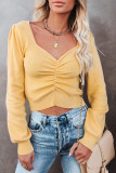 Fashion Street Solid Fold V Neck Tops