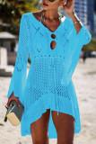 Fashion Vacation Solid Hollowed Out Swimwears Cover Up