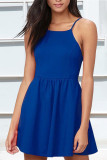 Fashion Celebrities Solid Split Joint Spaghetti Strap Lantern Skirt Dresses