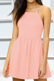 Fashion Celebrities Solid Split Joint Spaghetti Strap Lantern Skirt Dresses