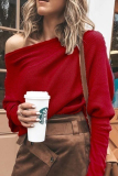 Street Solid Split Joint Off the Shoulder Tops