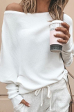 Street Solid Split Joint Off the Shoulder Tops