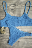 Sexy Solid Backless Fold Basic Swimwears