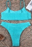 Sexy Solid Backless Fold Basic Swimwears