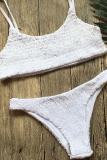 Sexy Solid Backless Fold Basic Swimwears