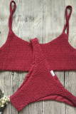 Sexy Solid Backless Fold Basic Swimwears