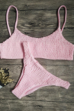 Sexy Solid Backless Fold Basic Swimwears