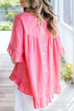 Fashion Casual Solid Split Joint O Neck T-Shirts