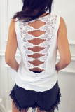 Fashion Street Solid Backless O Neck Tops