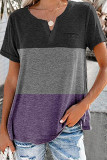 Fashion Casual Solid Patchwork V Neck T-Shirts
