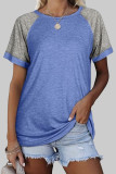 Fashion Street Solid Split Joint O Neck T-Shirts