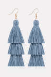 Fashion Gradual Change Solid Tassel Split Joint Earrings