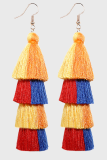 Color Lump Tassel Split Joint Earrings