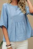 Casual Sweet Solid Hollowed Out Split Joint Buttons O Neck T-Shirts