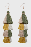Color Lump Tassel Split Joint Earrings
