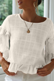 Casual Sweet Patchwork Solid Flounce O Neck Tops