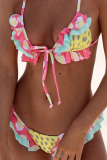 Sweet Print Pocket Flounce Swimwears