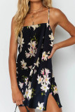 Fashion Street Print Slit Spaghetti Strap Straight Dresses