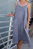 Fashion Casual Solid V Neck Sling Dresses