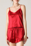 Fashion Living Solid Split Joint V Neck Sleeveless Two Pieces