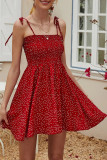 Fashion Bohemian Print Split Joint Spaghetti Strap A Line Dresses