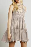 Fashion Street Polka Dot Split Joint V Neck Irregular Dresses