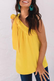 Fashion Sweet Solid Patchwork One Shoulder Tops
