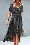 Fashion Street Polka Dot Split Joint V Neck Irregular Dresses