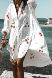 Fashion Casual Print Split Joint Turndown Collar Irregular Dresses