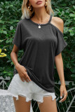 Fashion Sweet Solid Split Joint O Neck T-Shirts