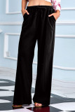 Fashion Casual Solid Without Belt Loose High Waist Wide Leg Bottoms