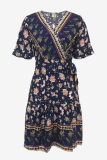 Fashion Elegant Floral Split Joint V Neck A Line Dresses