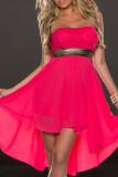 Fashion Casual Solid Split Joint Strapless Irregular Dresses