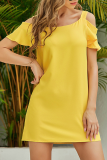 Casual Elegant Solid Hollowed Out O Neck A Line Dresses