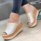 Fashion Street Split Joint Fish Mouth Shoes