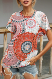 Casual Print Basic O Neck T-Shirts