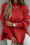 Fashion Street Solid Slit O Neck Tops