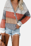 Fashion Street Color Lump Hollowed Out V Neck Tops