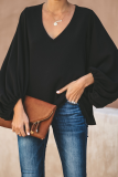 Fashion Elegant Solid Patchwork V Neck Tops