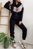 Fashion Sportswear Solid Split Joint Hooded Collar Long Sleeve Two Pieces