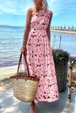 Fashion Bohemian Print Split Joint One Shoulder A Line Dresses