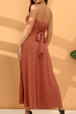 Fashion Elegant Solid Strap Design Asymmetrical Collar Evening Dress Dresses