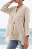 Fashion Street Solid Patchwork V Neck Tops