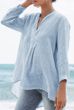 Fashion Street Solid Patchwork V Neck Tops