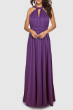 Fashion Elegant Solid Strap Design Asymmetrical Collar Evening Dress Dresses