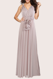 Fashion Elegant Solid Strap Design Asymmetrical Collar Evening Dress Dresses