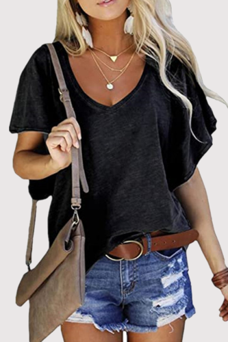 Casual Solid Basic V Neck T-Shirts