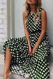 Fashion Street Polka Dot Patchwork O Neck A Line Dresses